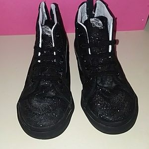 Black glittery Vans